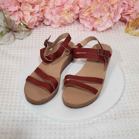 Lucky Brand Leather Cognac Strappy Sandals 7M - Picture 1 of 10